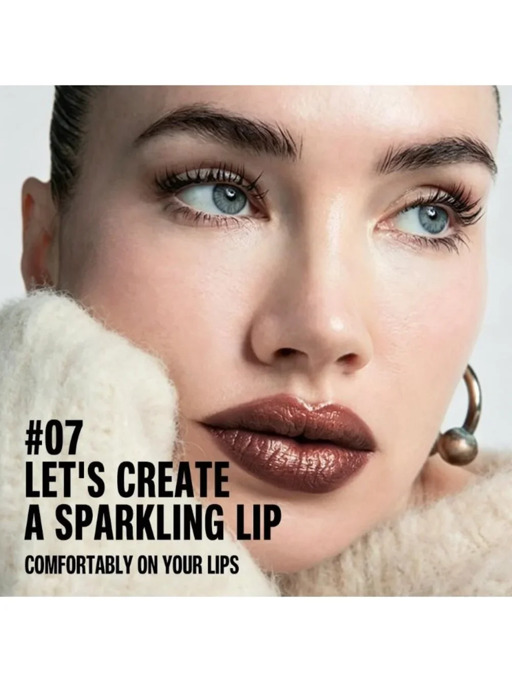 Women 1Pcs -07 Nude Brown Shimmery Metallic Cone-Tip Glitter Lipstick Lip Liner